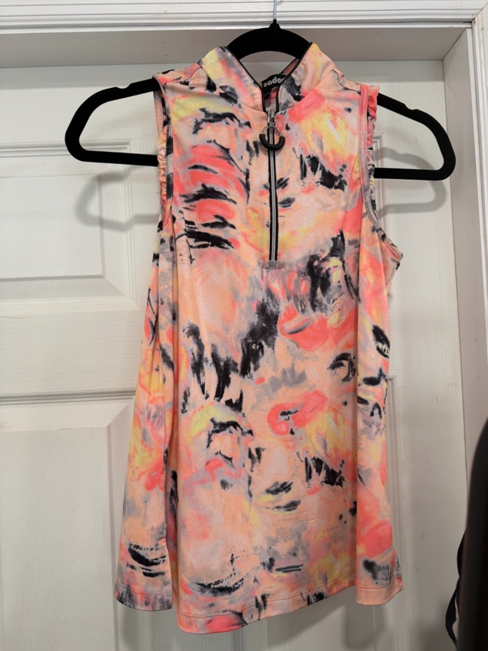 5 Jamie Sadock 1/4 Zip Sleeveless Floral Golf Shirt UPF 50+ EUC Size XS - Picture 6 of 6